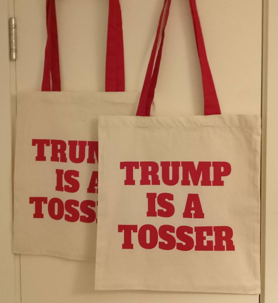 Trump is a tosser tote bag